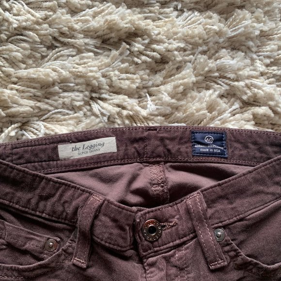 AG  THE LEGGING SUPER SKINNY  BROWN CODUROY SIZE 24 - Picture 2 of 4